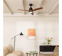 WIND STYLANCE M - Ventilateur de plafond 40W silencieux 100% bois Ø 132 cm avec eclaraige avec contrôleur mural Noir G