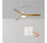 WIND STYLANCE M - Ventilateur de plafond 40W silencieux 100% bois Ø 132 cm avec eclaraige avec contrôleur mural Blanc G