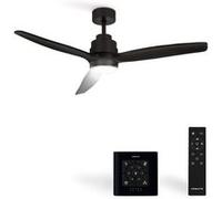 WIND STYLANCE M - Ventilateur de plafond 40W silencieux 100% bois Ø 132 cm avec eclaraige avec contrôleur mural Noir G