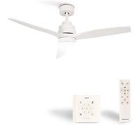 WIND STYLANCE M - Ventilateur de plafond 40W silencieux 100% bois Ø 132 cm avec eclaraige avec contrôleur mural Blanc G