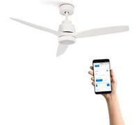 WIND STYLANCE M - Ventilateur de plafond 40W silencieux 100% bois Ø 132 cm avec eclaraige avec wifi Blanc G