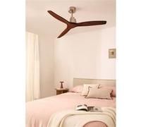 WIND STYLANCE M - Ventilateur de plafond 40W silencieux 100% bois Ø 132 cm sans eclaraige avec contrôleur mural Nickel G