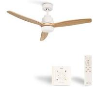 WIND STYLANCE M - Ventilateur de plafond 40W silencieux 100% bois Ø 132 cm sans eclaraige avec contrôleur mural Blanc G