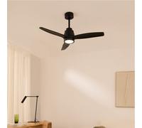 CREATE / WINDSTYLANCE NATURAL WOOD S/Ventilateur de plafond avec lumière noir avec télécommande / 40W, Silencieux, Ø112 cm, 6 vitesses, minuteur, fonction été-hiver, double hauteur