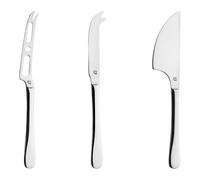 Windsor Carded Lot de 3 Couteaux à Fromage, Acier Inoxydable 18/0, Finition Miroir, Noir
