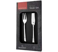 Windsor Grunwerg Ensemble de Couverts à Steak de 12 Pièces, Comprenant 6 Couteaux à Steak et 6 Fourchettes à Steak