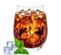Wine Glass Four Hundred Milliliter Halloween Stemless Two Dimensional Build | Compact 3.35x2.72x4.21 Inches Ensures Stable Serving Simple Install Multi Purpose For Birthday Party Wedding Whiskey Kitchen