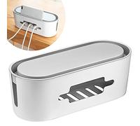 Winfred Boîte de Rangement Câble, 320 x 130 x 115 mm Boîte Cache Câble Anti-poussière, Antidérapant avec Support de Smartphones Range Câble pour Maison Bureau