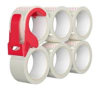 WinGluge 6 Rouleaux de Ruban Adhésif d'emballage Transparent (50mm x 66m) | Demenagement avec Dérouleur, Rouleau de Ruban pour Emballage des Colis et des Boite en Carton Utilisation au Bureau