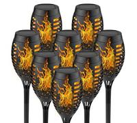 WinGluge Lot de 8 Lumières Flamme Solaire, Lampe Solaire Flamme ÉtancheIP65 | 12 LED Torche Solaire Exterieur, Lampes Solaires de Jardin, Solaire Exterieure avec Effet de Flammes, pour Chemins, Patio