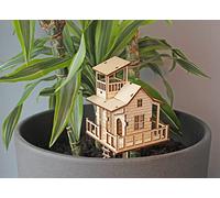 Winkee - Do it yourself Mini cabane d'arbre en pot de fleurs - La cabane d'arbre à construire soi-même I Décoration florale idéale I Maison d'intérieur pour pot de fleurs I Montage en 5 minutes