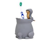 Winkee Porte-Brosse à Dents Hippo Enfant, Pot Rangement Salle de Bain | En silicone, avec drainage, sans perçage nécessaire, pour brosses à dents électriques et classiques, pratique pour enfants