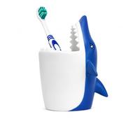 Winkee Porte-Brosse à Dents Requin Enfant, Pot Rangement Salle de Bain | En silicone, avec drainage, sans perçage nécessaire, pour brosses à dents électriques et classiques, pratique pour enfants
