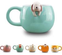 Winkee Tasse à Café Pet Friends Mignonne - Mug Café et Tasse à Thé Grande 350 ml en Céramique pour Adultes et Enfants - Cadeau Anniversaire, Rentrée Scolaire et Fête des Mères (Lapin)