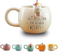 Winkee Tasse à Café Pet Friends Licorne - Mug Café et Tasse à Thé Grande 450 ml en Céramique pour Adultes et Enfants - Cadeau Anniversaire, Rentrée Scolaire et Fête des Mères