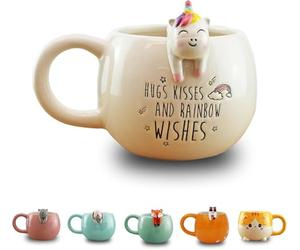 Winkee Tasse à Café Pet Friends Licorne - Mug Café et Tasse à Thé Grande 450 ml en Céramique pour Adultes et Enfants - Cadeau Anniversaire, Rentrée Scolaire et Fête des Mères