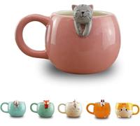 Winkee Tasse à Café Pet Friends Mignonne - Mug Café et Tasse à Thé Grande 350 ml en Céramique pour Adultes et Enfants - Cadeau Anniversaire, Rentrée Scolaire et Fête des Mères (Chat)