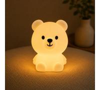 Winkee Veilleuse Enfant Bébé Ours Rechargeable USB Tactile 7 Couleurs | Silicone doux sans BPA, lampe de chevet sans fil, lumière douce, contrôle tactile, idéale pour chambre bébé