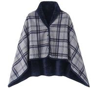 WINKEEY Femme Poncho Polaire Plaid Châle Polaire Cape Chaud d'Hiver avec Boutons Couverture à Carreaux