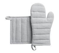 Winkler - Lot gant/manique Jona - Coton recyclé - Protection de cuisine, barbecue, pâtisserie - Dessous de plat en tissu