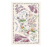 Winkler - Torchon La Carte Des Vins de France - 72x48 cm - 100% coton absorbant - Fabriqué en France - Serviette à vaisselle, chiffon de nettoyage, lingette de séchage
