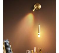 Winlams Intérieur LED Applique Murale Chambre Lit Lampe Murale Lampe De Lecture Projecteur Lampe Suspendue HôTel Moderne Minimaliste Lampe Suspendue Or Spot Réglable (Droite)