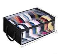 Winlaovate Sac de rangement pliable à double rangée de chapeaux non tissé de grande capacité avec fenêtre transparente et double fermeture éclair, rangement domestique multifonction (noir)
