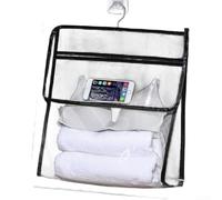 Winlaovate Sac de rangement transparent étanche à suspendre pour salle de bain, fixation murale, pochette de rangement en polyéthylène pour sous-vêtements, cosmétiques et articles de toilette, (grand