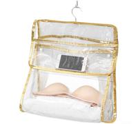 Winlaovate Sac de rangement transparent étanche à suspendre pour salle de bain, fixation murale, pochette de rangement en polyéthylène pour sous-vêtements, cosmétiques et articles de toilette, (grand