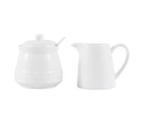 Winlauyet Service à café 3 en 1 en céramique avec pot à crème et sucrier, passe au micro-ondes et au lave-vaisselle avec cuillère à café.