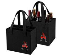 Winmany 2 Sacs de Transport en Feutre pour 6 Bouteilles Vin BièRe et Eau | Sac cabas réutilisable avec poignées pour vin champagne bière et boissons cadeau fête pique-nique voyage