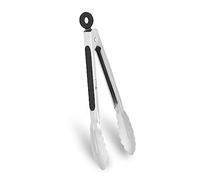 WINPOST Pince de cuisine en acier inoxydable 21 cm, manche antidérapant résistant à la chaleur, idéal pour cuisiner, salade, griller et barbecue (21 cm, noir)