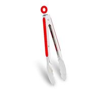 WINPOST Pinces de cuisine en acier inoxydable 27 cm, poignée antidérapante résistante à la chaleur, idéale pour cuisiner, salade, griller et barbecue (27 cm, rouge)