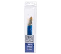 Winsor & Newton Cotman 4 Pinceaux Manche Court | Synthétique, poignée courte, virole en laiton nickelé ; rond 2 et 4, manège 1, un temps 0,6 cm