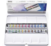 Winsor & Newton Boîte métal aquarelle Cotman de voyage complète 24 demi-godets