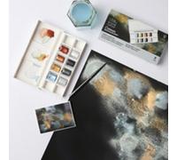 Winsor & Newton Cotman Aquarelle Collection Métallique Set 8 Demi-Godets, Bleu irisé, or jaune, bronze, cuivre rouge, argent, étain, noir, blanc