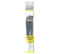 Winsor & Newton Pinceaux acrylique Foundation – Synthétique blanc – Manche long – Lot de 6