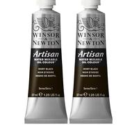 Winsor & Newton Huile Diluable à l’eau Artisan - Couleurs à l'huile Pour les Arts Plastiques - Sans Solvants, Se Diluer à l’eau, Tube de 37ML, Couleur Noir d'Ivoire (Lot de 2)
