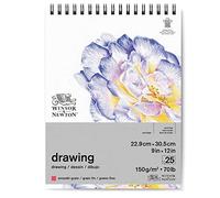 WINSOR & NEWTON PAPIER DESSIN BLOC SPIRALE GRAIN FIN 150G 22,9X30,5CM 25 FEUILLES