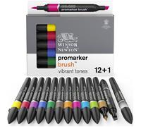 Winsor & Newton ProMarker Brush - Set de 6 feutres à alcool double pointe tons riches