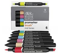Winsor & Newton Feutres Promarker Brush - Tons moyens - Lot de 6