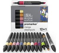 WINSOR & NEWTON Promarker Marqueurs à alcool Fine & Chisel, 12+1pcs MANGA STEAMPUNK