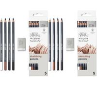 Winsor & Newton Studio Collection Crayons Esquisse X4 + 1 gomme (Lot de 2)