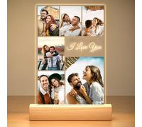 Wintarn Veilleuse Infini Double Coeur Personnalisé - Lampe LED Personnalisée avec Photo, Noms & Date pour Couple, Décor Romantique pour Chambre