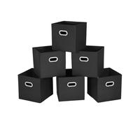 Wintem - Boîte de rangement pliable en tissu avec poignées renforcées, lot de 6 boîtes peu encombrantes 27 x 27 x 27 cm pour vêtements, organisateur facile à ranger et à réutiliser