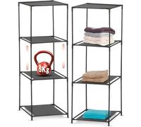 Wintem Étagère à Chaussures à 3 étagères en Tissu - Lot de 2 étagères modulaires 34 x 34 x 98 cm - Bibliothèque Polyvalente pour la Maison et Le Bureau, légère et résistante, Parfaite pour Salle de