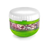 Wintem Hachoir en plastique rotatif blanc et vert 10 cm - Taille compacte et peu encombrante, idéal pour traiter l'ail, l'oignon et les herbes aromatiques - Facile à utiliser et lavable au
