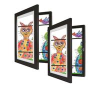 Wintem - Lot de 2 cadres A4 noirs avec ouverture frontale et fermeture magnétique, verre transparent et structure en MDF, changement mural rapide pour photos, certificats et documents, design moderne