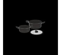Wintem Lot de 2 coffres en aluminium avec couvercles en verre 20/24 cm - avec fond antidérapant et poignées ergonomiques - utilisation sûre - fermeture hermétique grâce au couvercle en verre avec bord