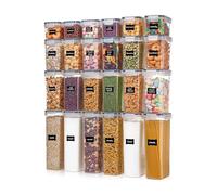 Wintem - Lot de 24 boîtes hermétiques pour aliments empilables en polypropylène transparent avec fermeture hermétique et 24 étiquettes incluses pour organiser et conserver dans le garde-manger